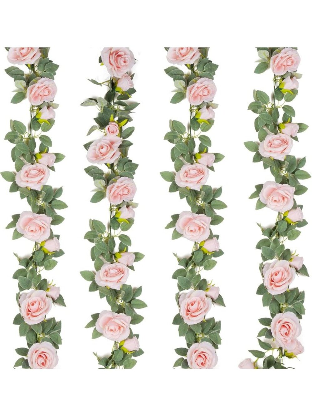 4Pcs 26FT Artificial Rose Vine Garland - Silk Flower Hanging Decor for Weddings